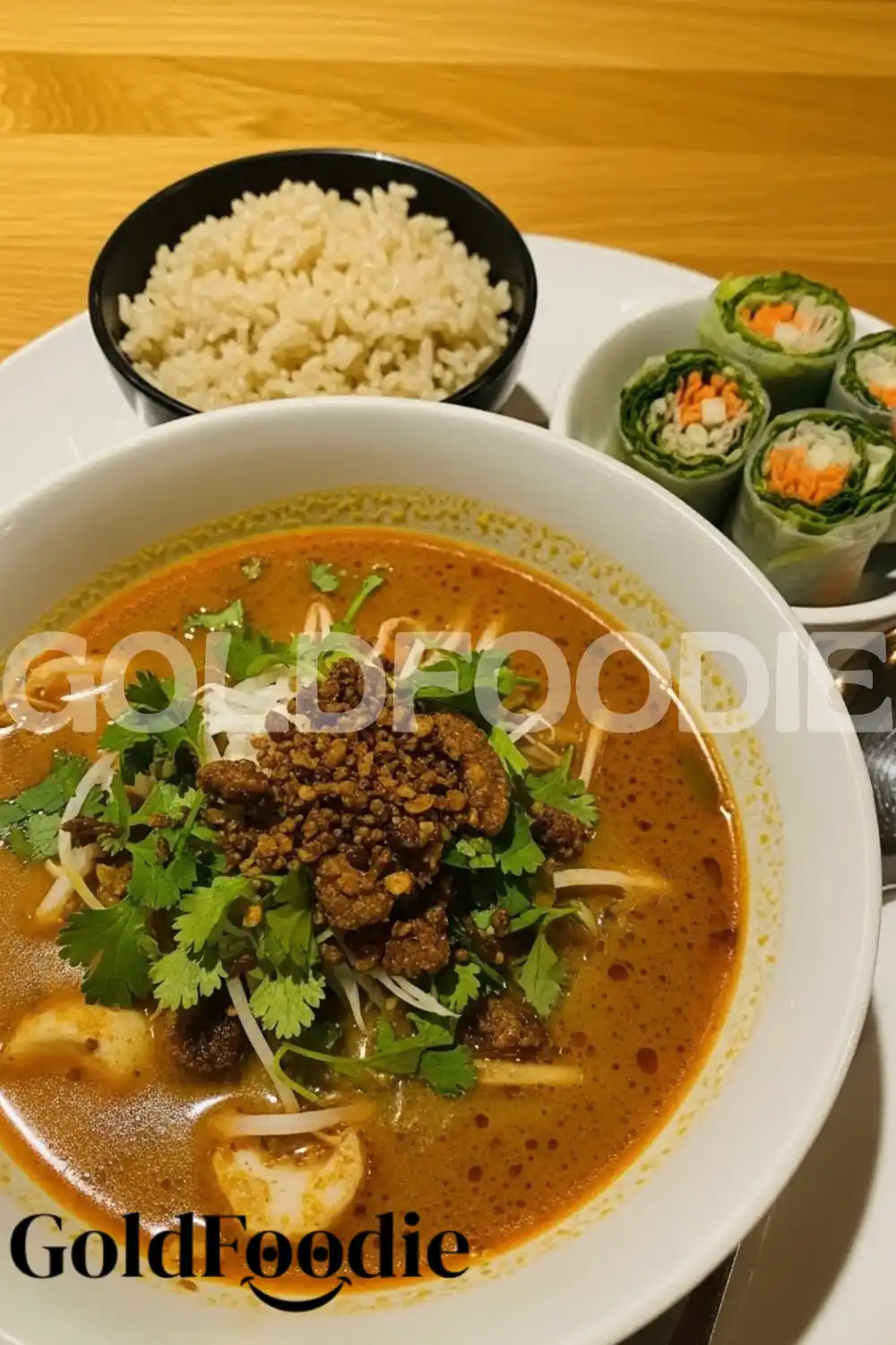 Vegan Thai Soup with Brown Rice and Spring Rolls Vegan Thai Soup with Brown Rice and Spring Rolls