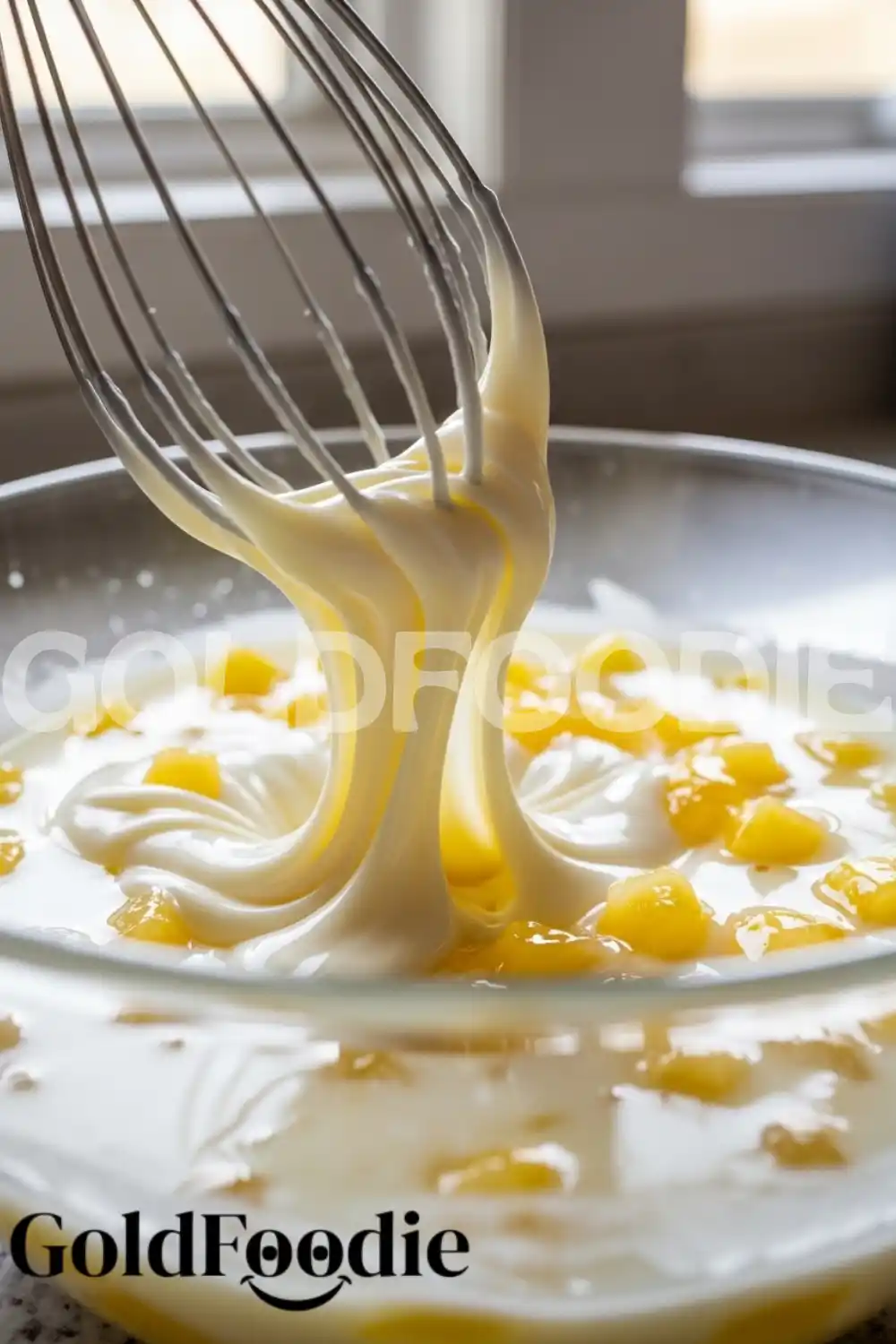 Whisking the Milky Pineapple Mixture Whisking the Milky Pineapple Mixture