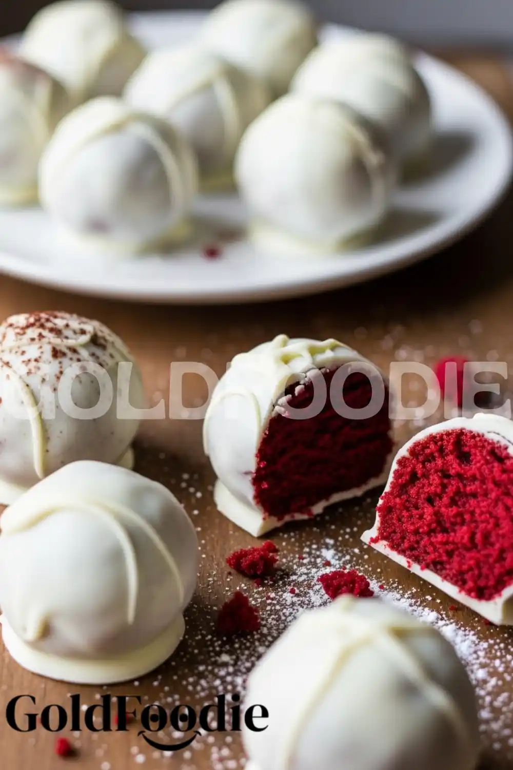 White Chocolate Dipped Red Velvet Truffles