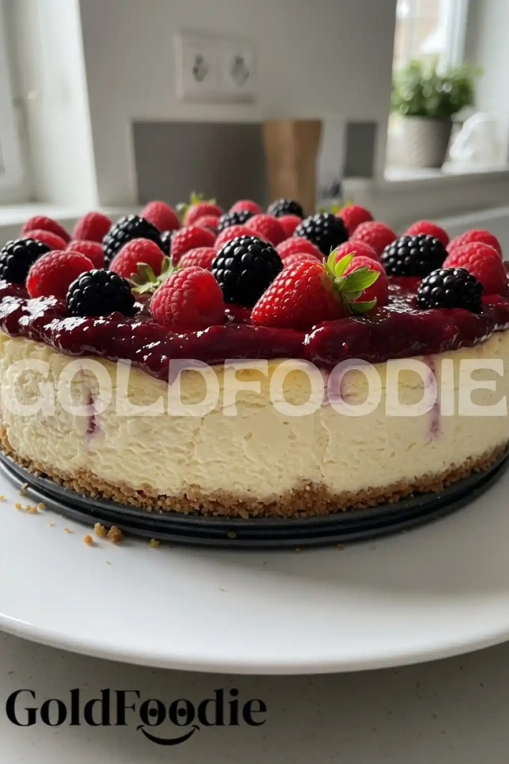 Whole Berry Cheesecake with Raspberry Glaze