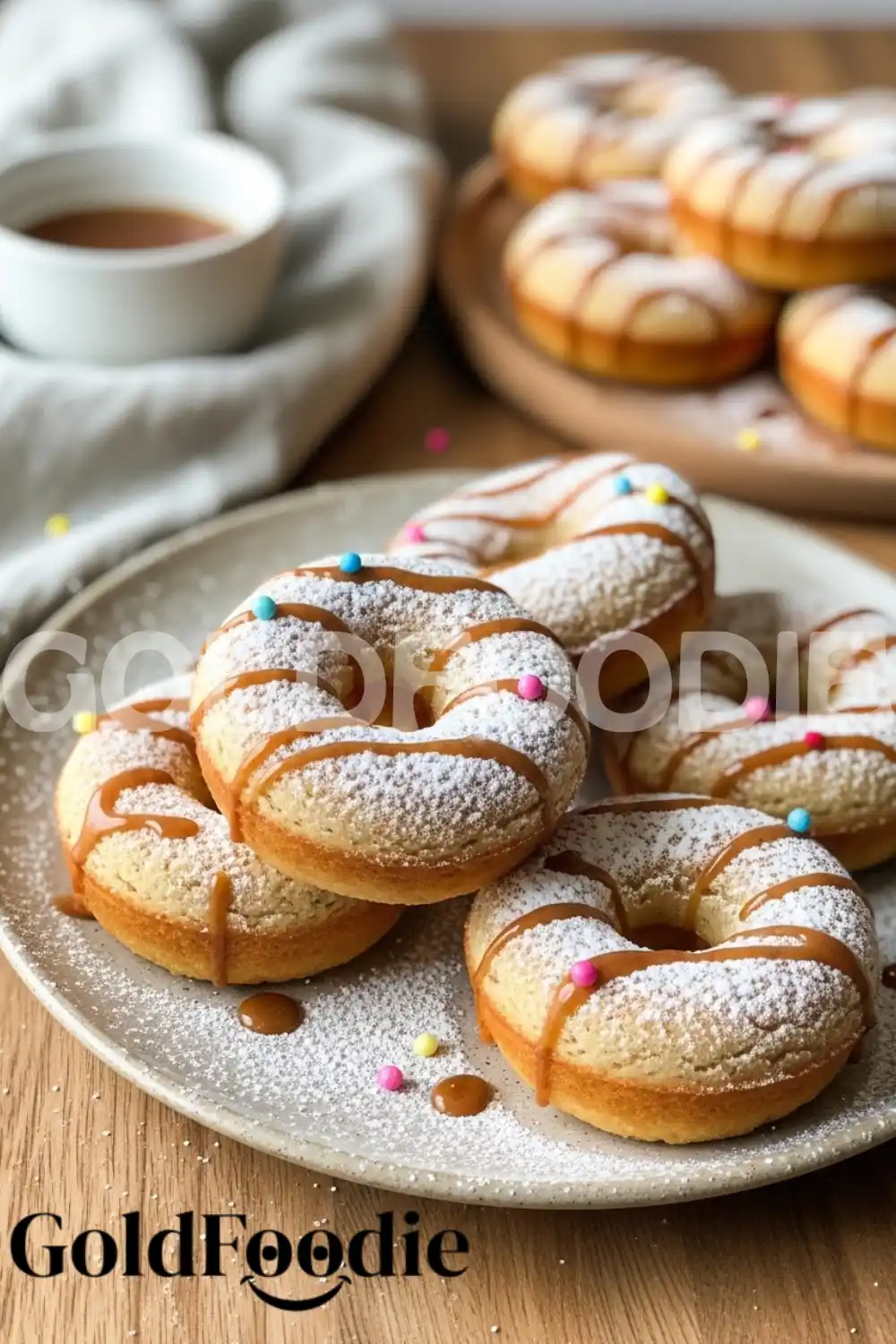 Baked Donuts with Caramel Drizzle and Sprinkles