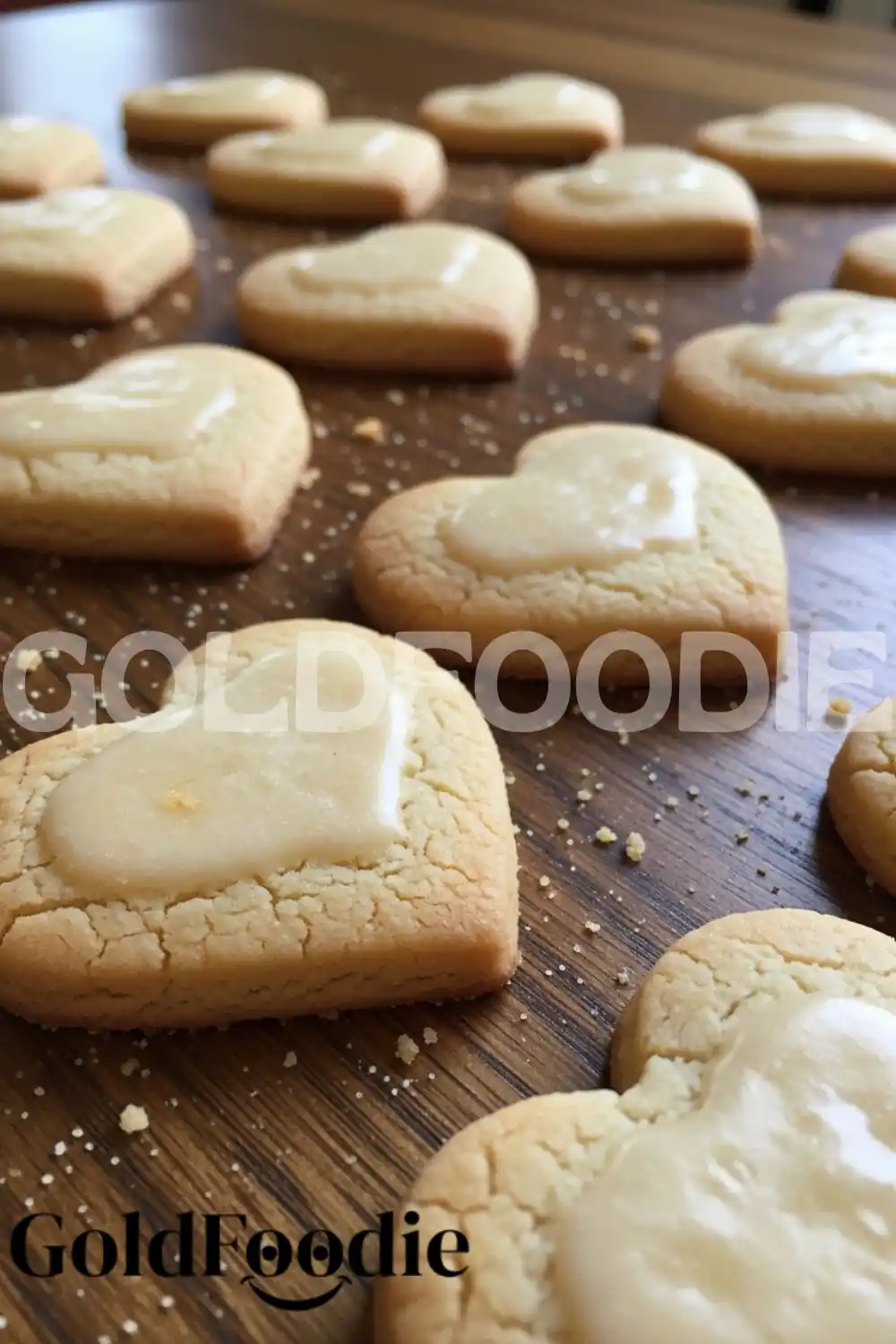 Batch of Freshly Glazed Heart-Shaped Cookies