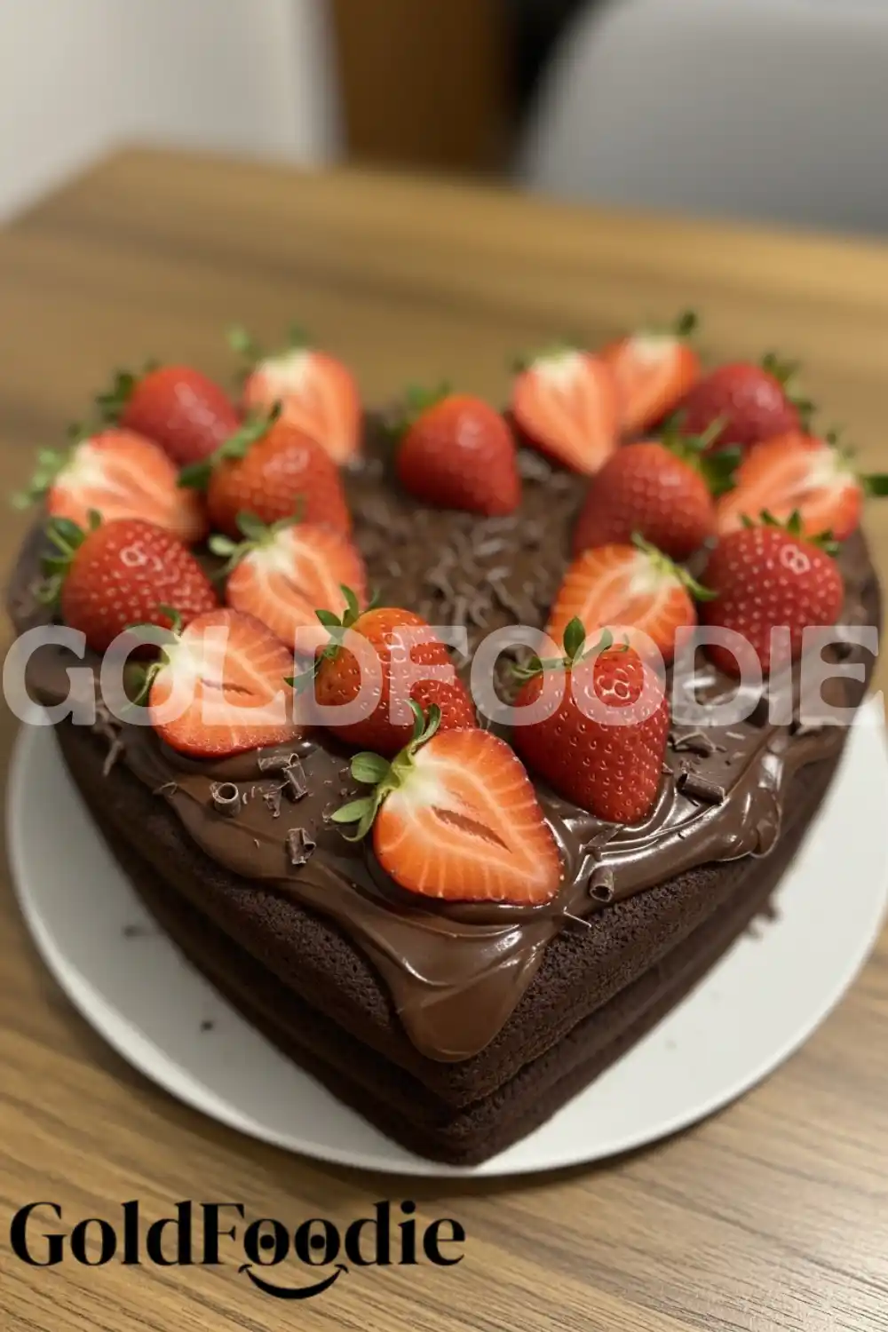 Chocolate Strawberry Heart Cake with Ganache