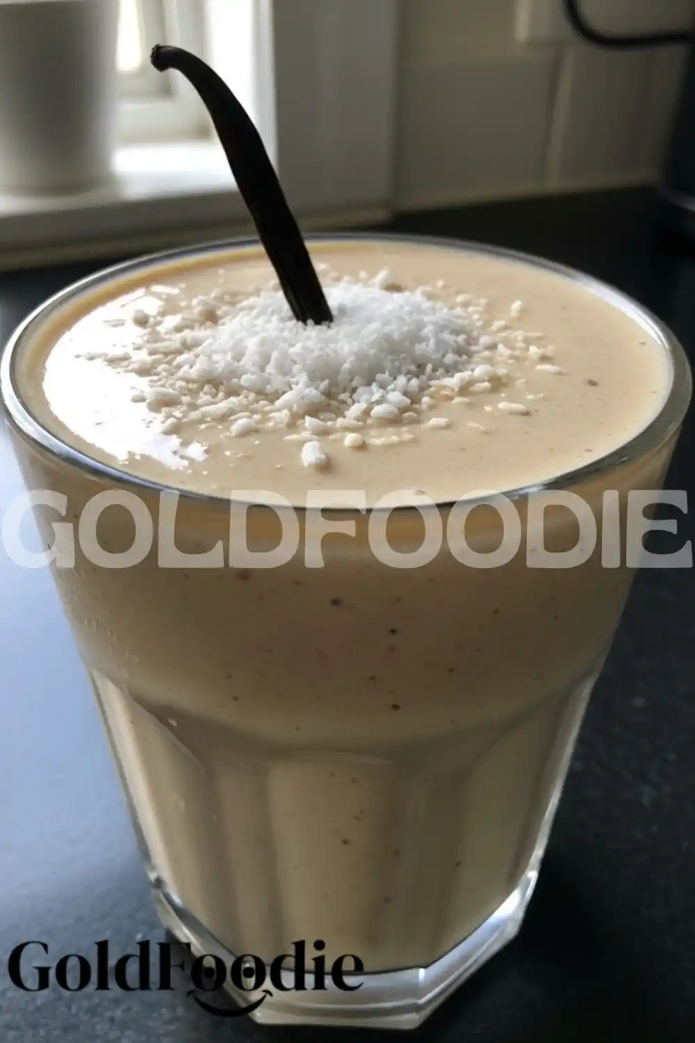 Close-up of Thick Vanilla Coconut Smoothie