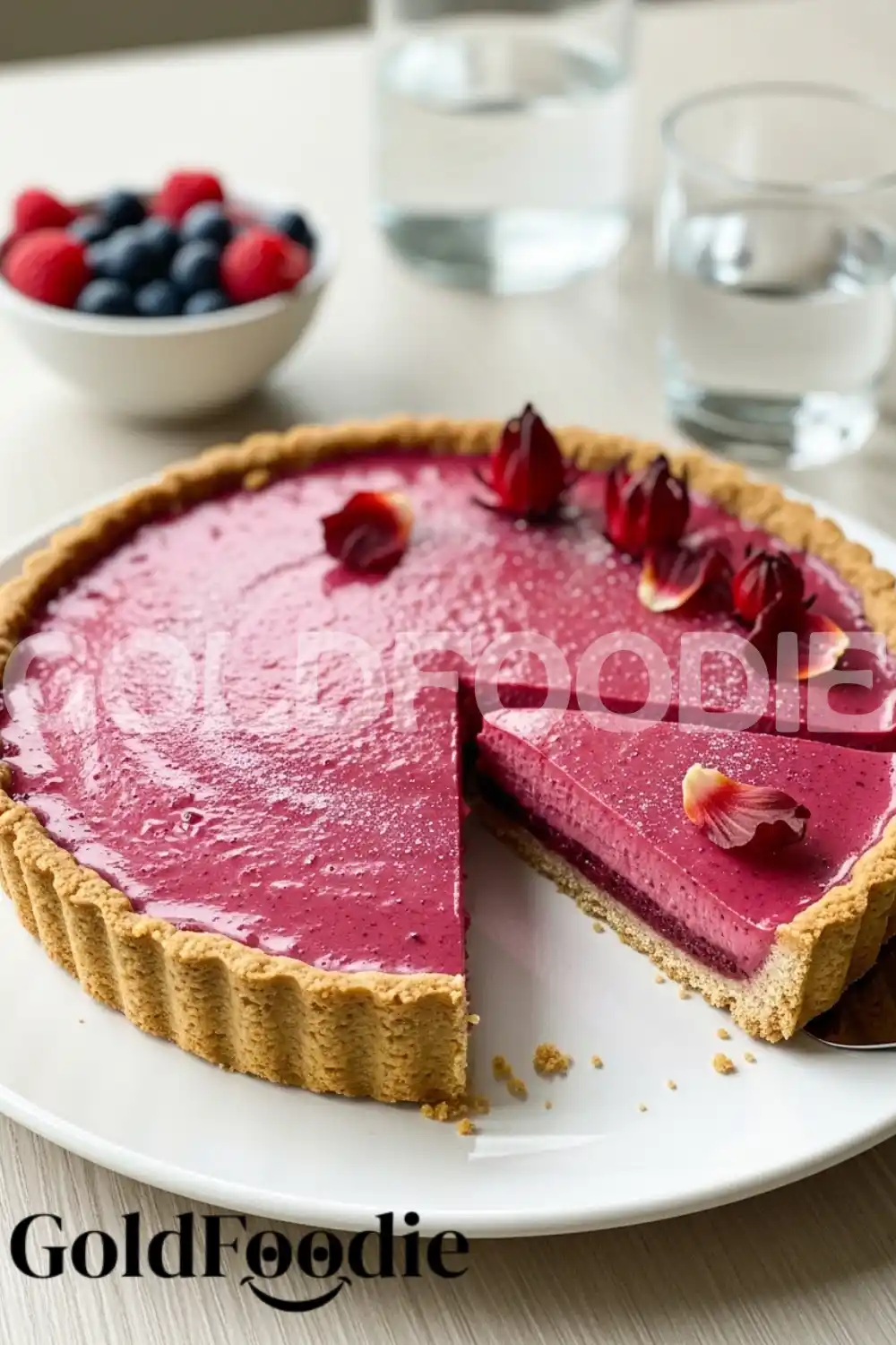 Creamy Hibiscus Tart with Dried Flowers