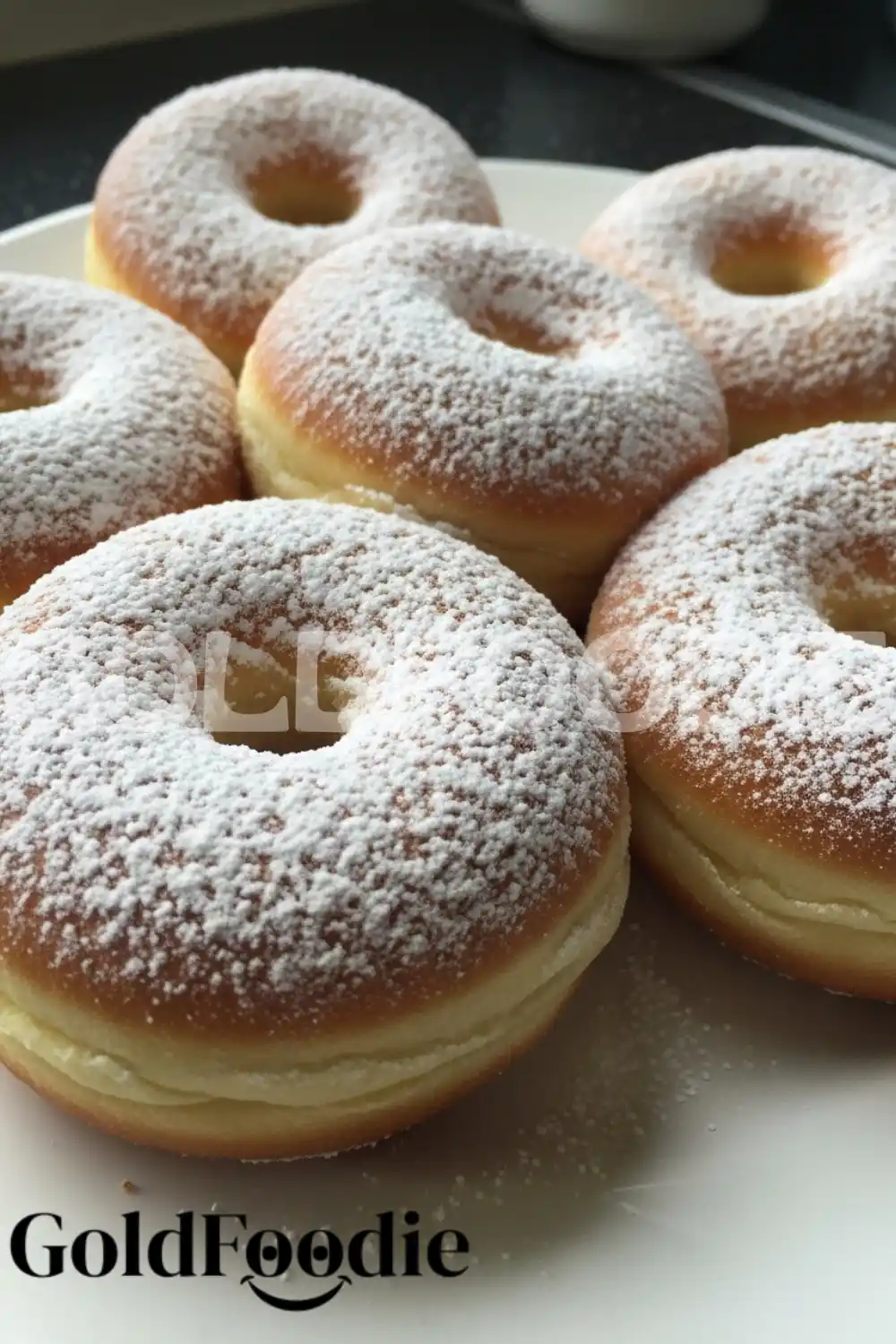 Fresh Homemade Brioche Donuts with Powdered Sugar
