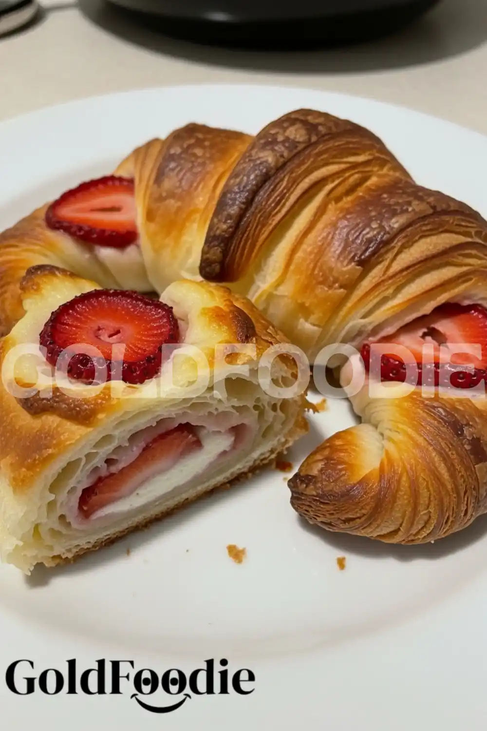 Fresh Strawberry Cream Croissant Slice