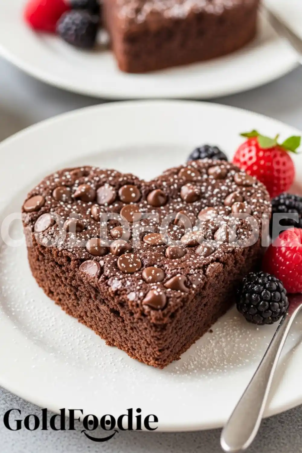 Fudgy Heart Shaped Brownie with Berries