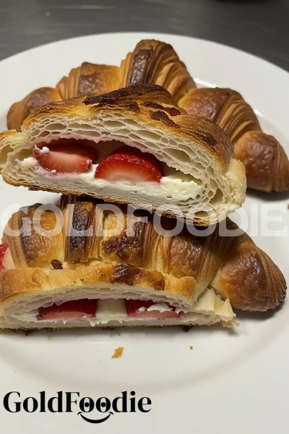 Golden Brown Baked Strawberry Croissants