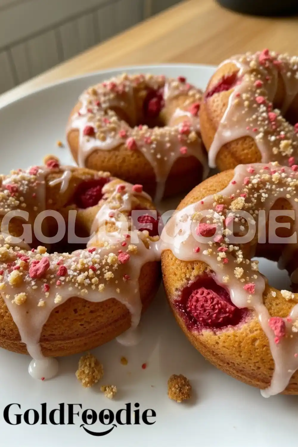 Healthy Baked Strawberry Donuts with Crumbles Healthy Baked Strawberry Donuts with Crumbles