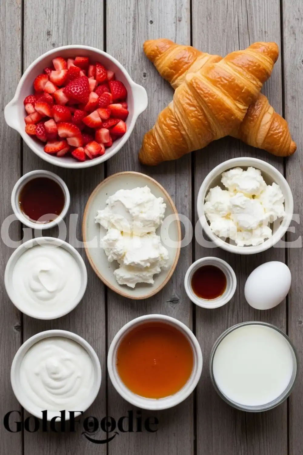 Healthy Breakfast Croissant Ingredients Flatlay