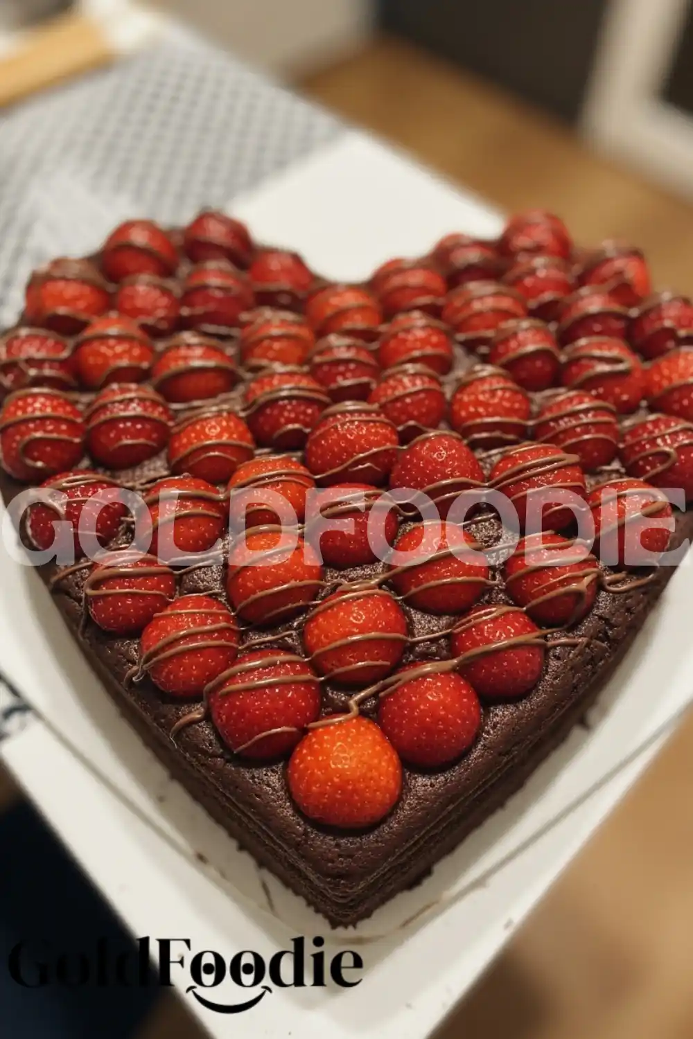 Healthy Chocolate Strawberry Heart Cake