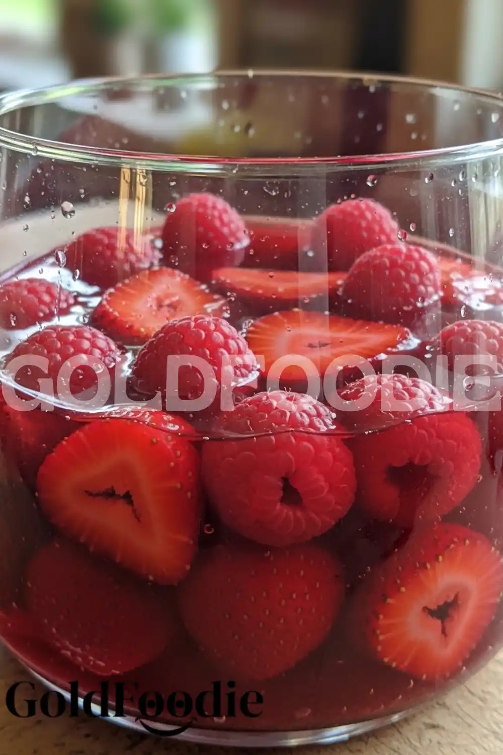 Healthy Red Gelatin with Berries in Glass Bowl Healthy Red Gelatin with Berries in Glass Bowl