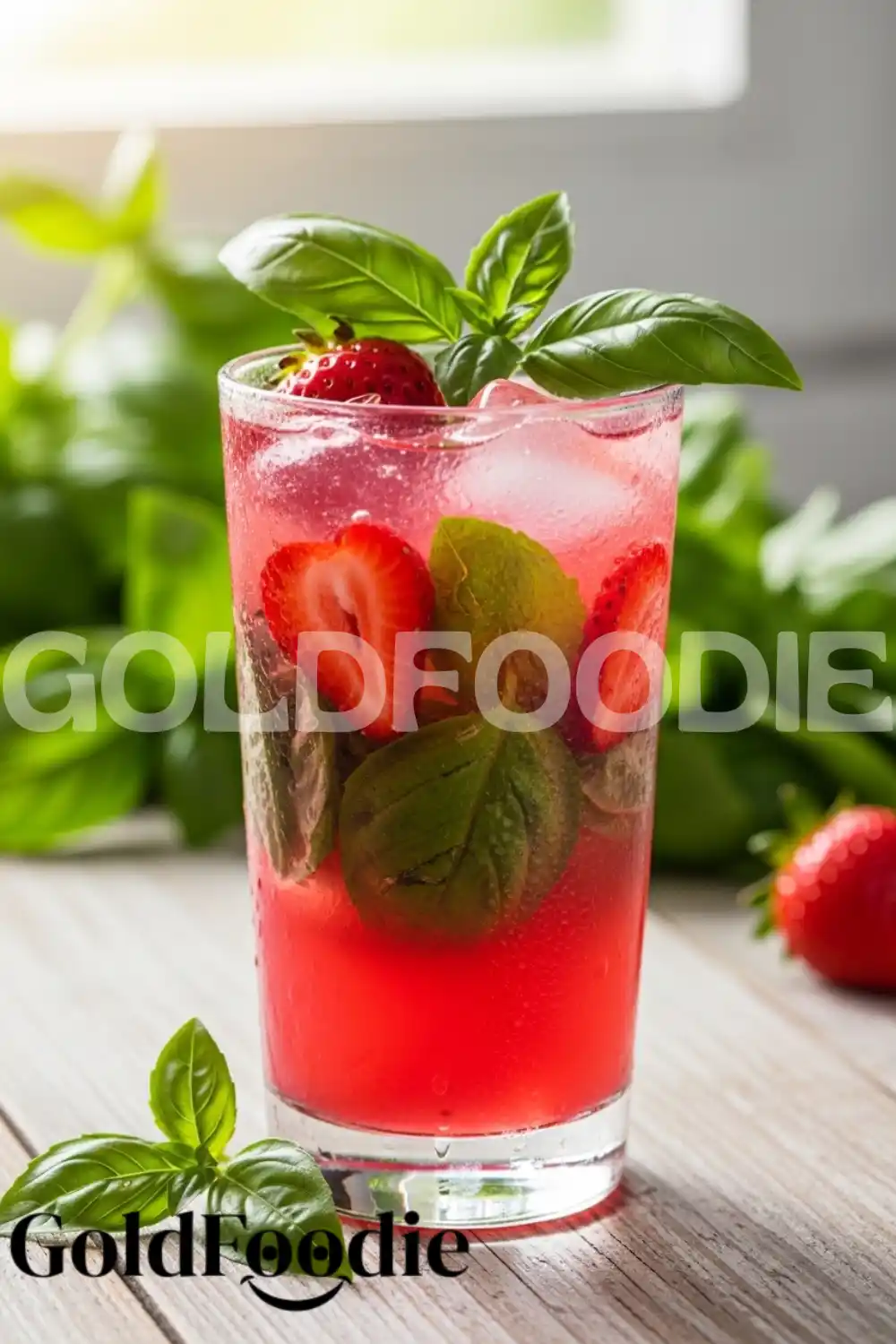 Healthy Strawberry Basil Collagen Mocktail