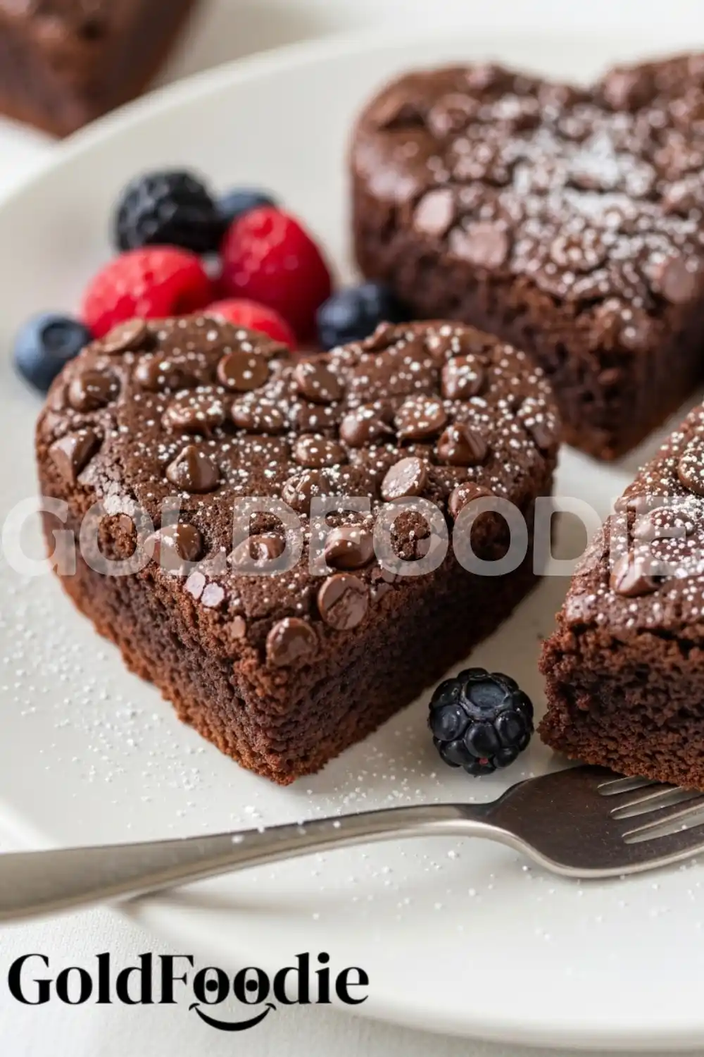 Heart Brownies with Fresh Fruit Garnish