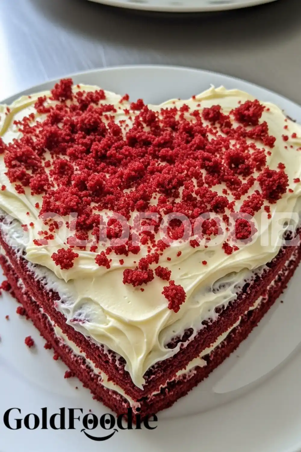 Heart-Shaped Red Velvet Cake with Crumble Topping