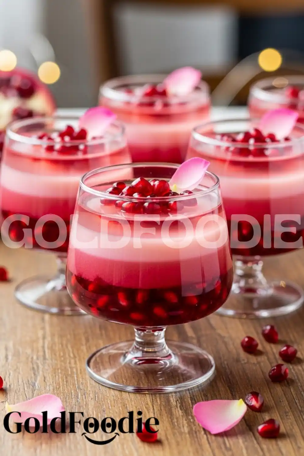 Individual Servings of Layered Pomegranate Gelatin