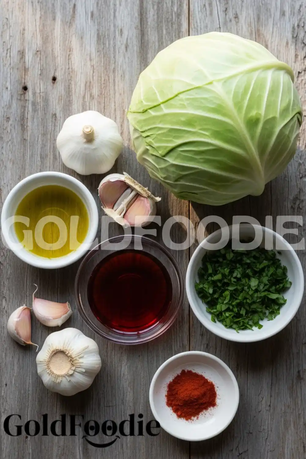 Ingredients for Authentic Spanish Garlic Cabbage Salad