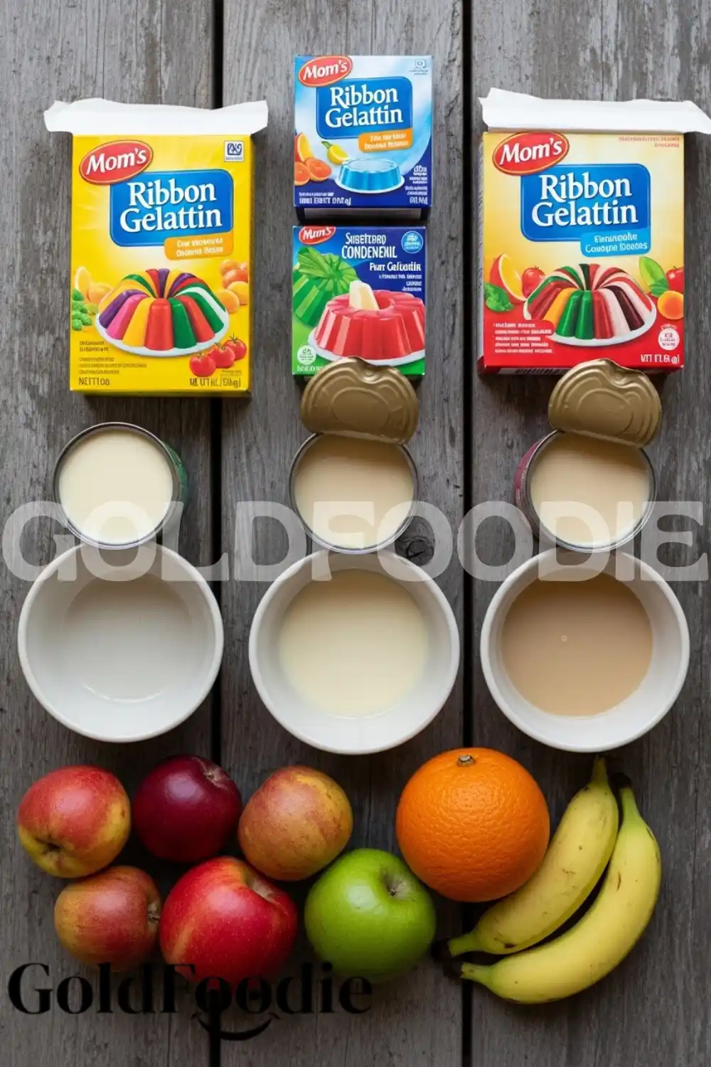 Ingredients for Mom's Ribbon Gelatin Recipe