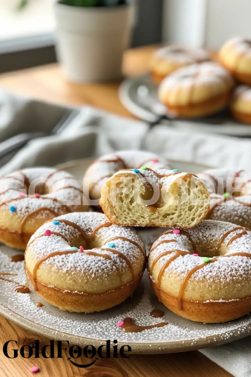 Inside Texture of The Womans Baked Donuts