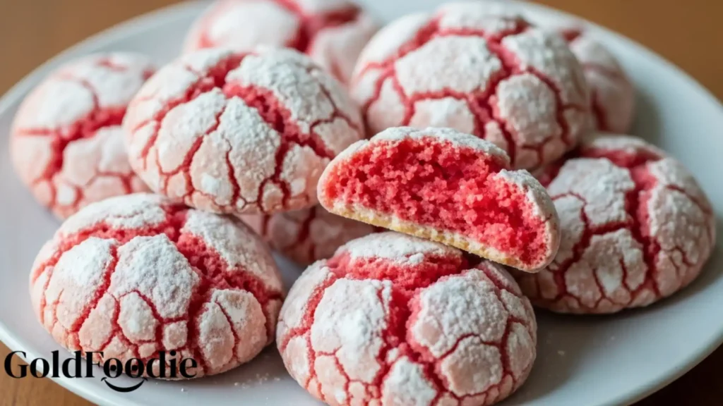 Strawberry Crinkle Cookies
