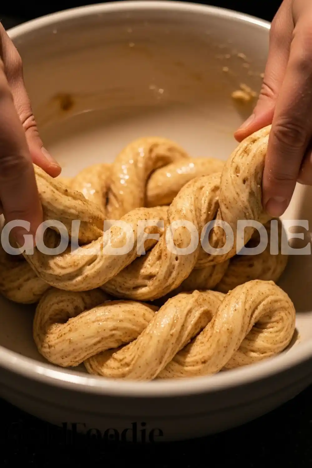 Kneading the Cinnamon Twist Donut Dough Kneading the Cinnamon Twist Donut Dough