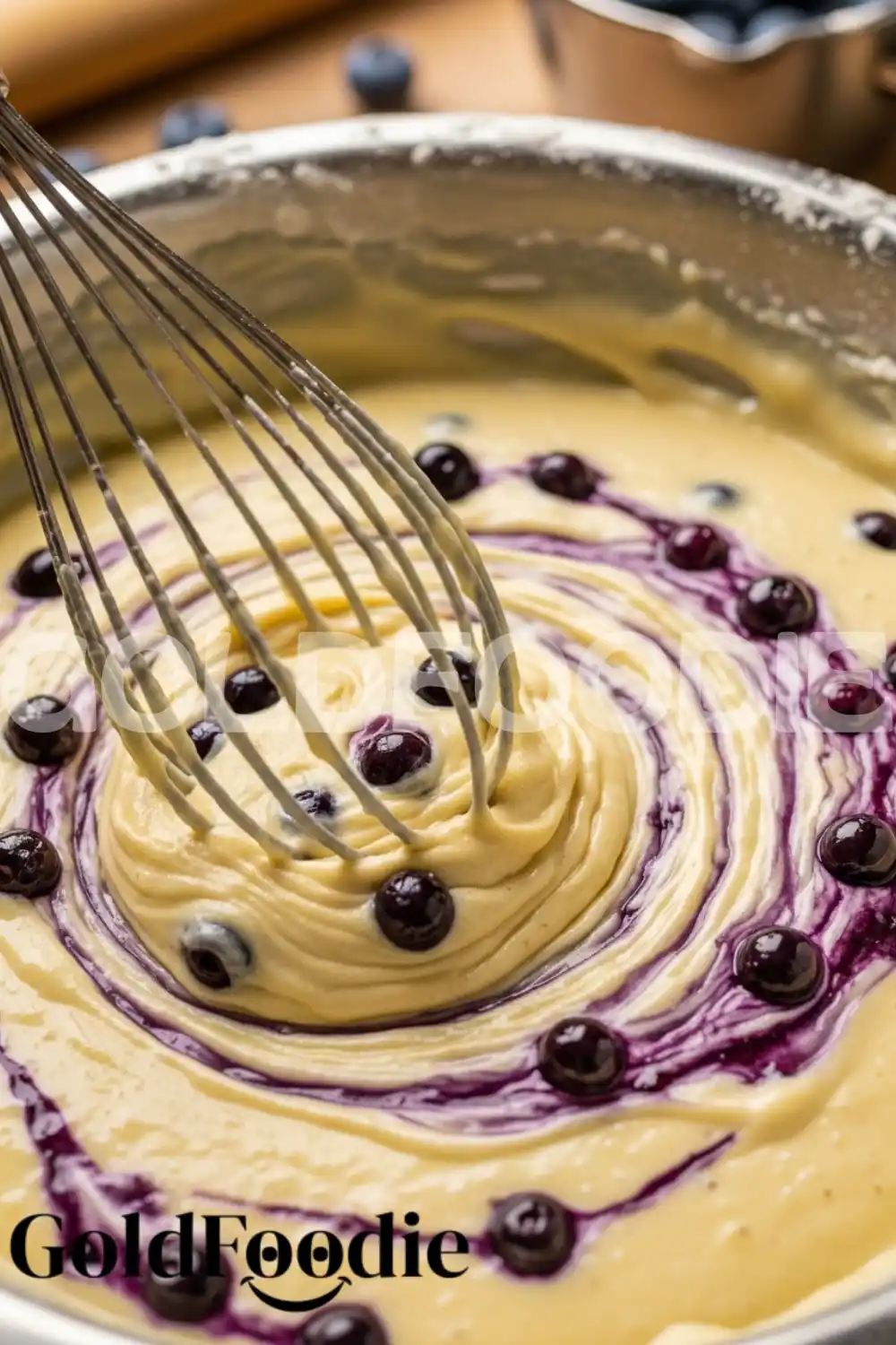 Mixing Blueberry Donut Batter with Whisk Mixing Blueberry Donut Batter with Whisk