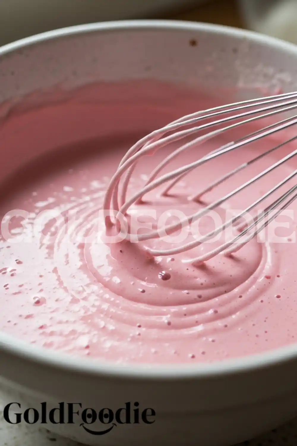 Mixing Pink Donut Batter Mixing Pink Donut Batter