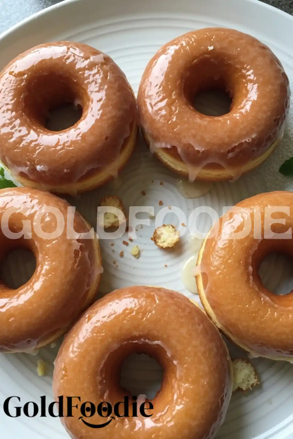 Plate of Five Easy Homemade Glazed Donuts