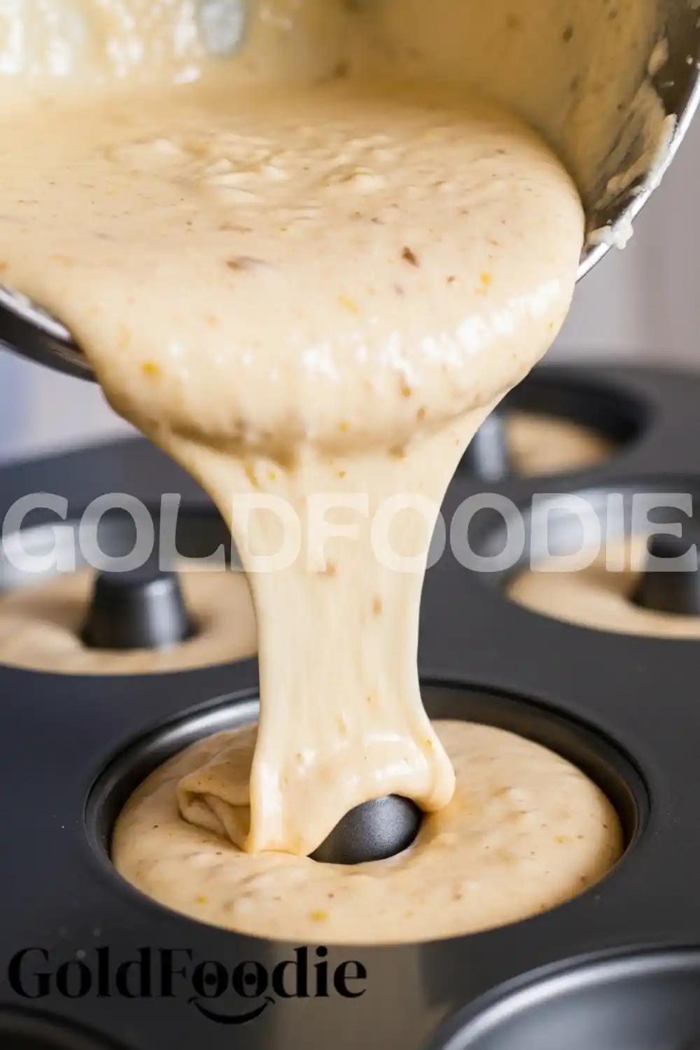 Pouring Donut Batter into Pan