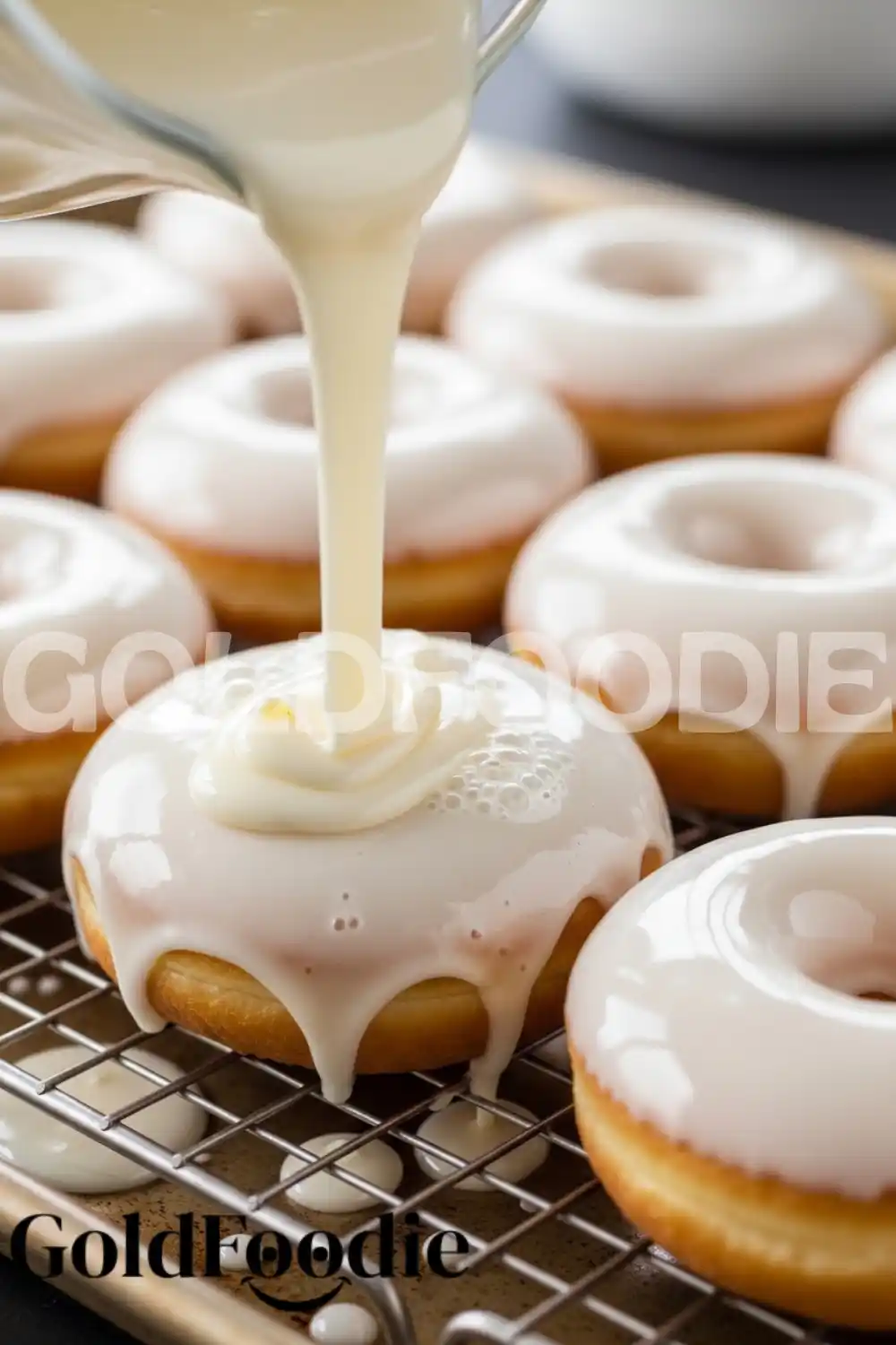 Pouring Glaze Over Warm Donuts