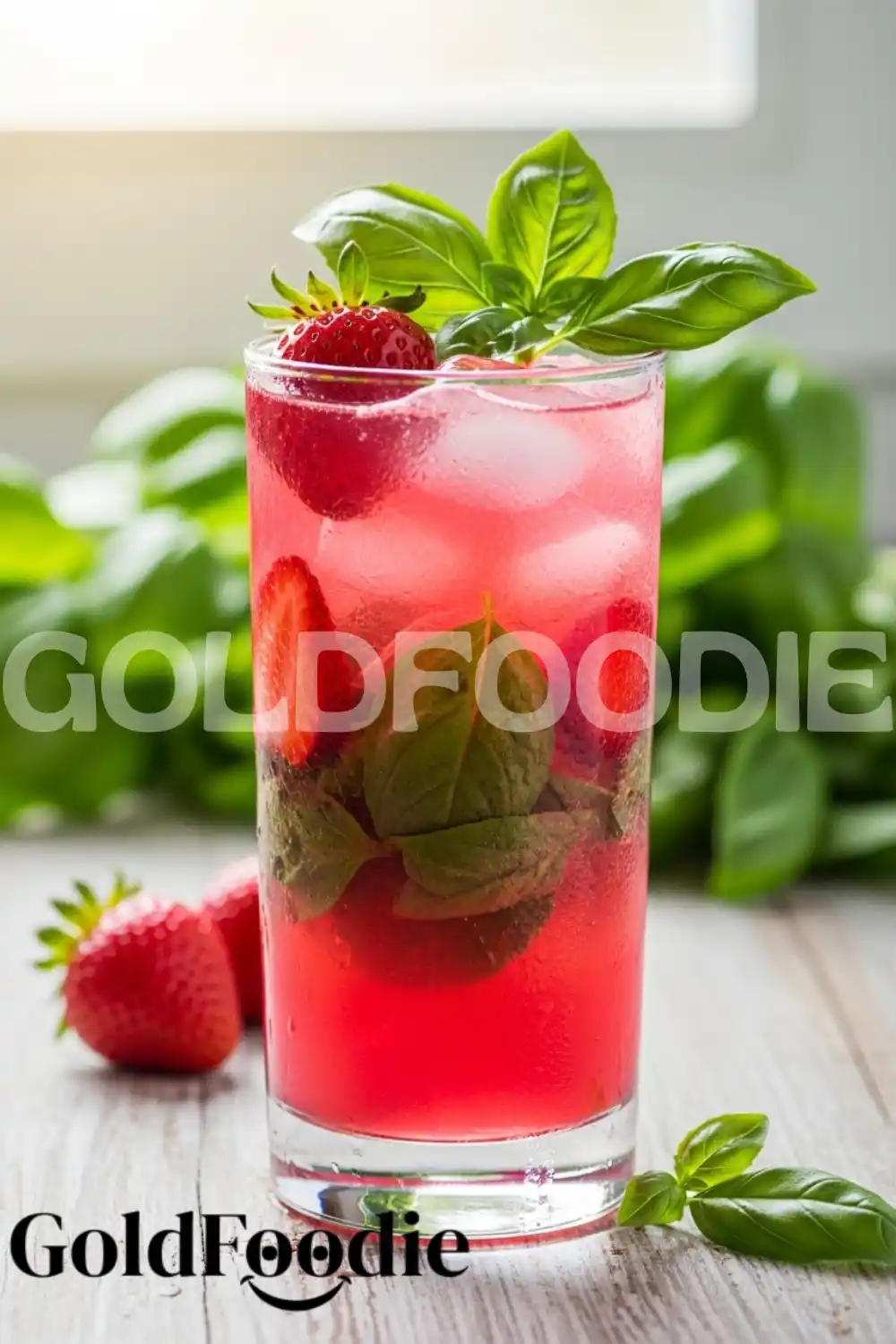 Refreshing Basil Strawberry Collagen Drink