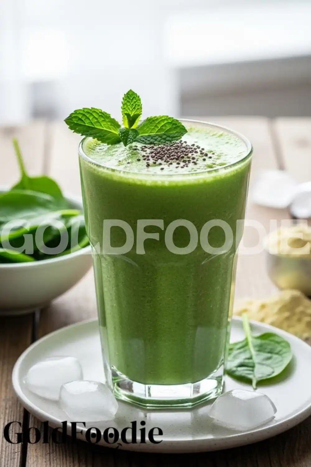 Refreshing Iced Green Smoothie with Mint
