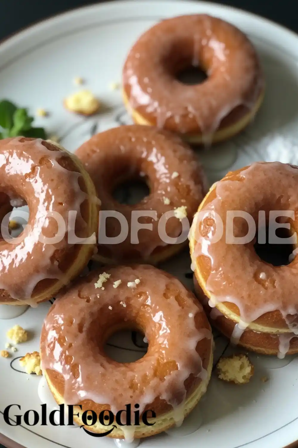 Stacked Homemade Glazed Donuts with Crumbs