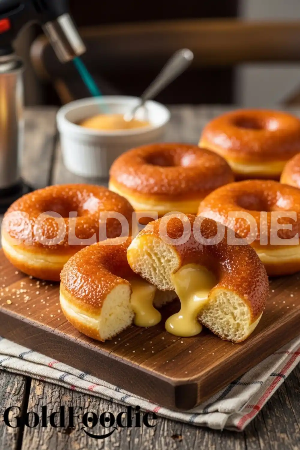 Torch Caramelizing Sugar on a Donut Torch Caramelizing Sugar on a Donut