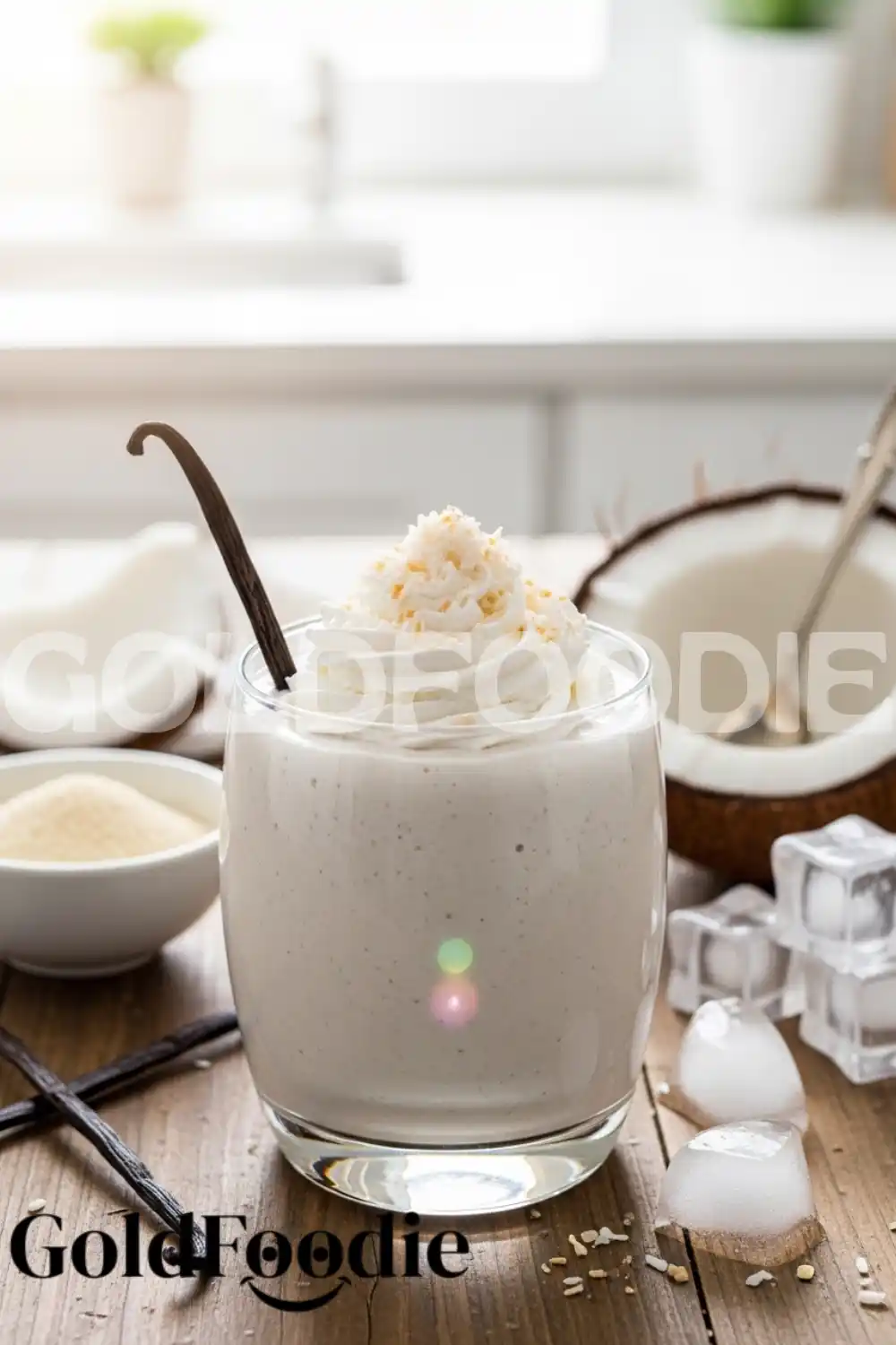 Vanilla Coconut Smoothie with Whipped Cream