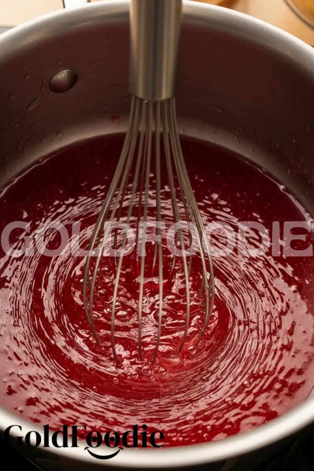Whisking Raspberry Gelatin Mixture