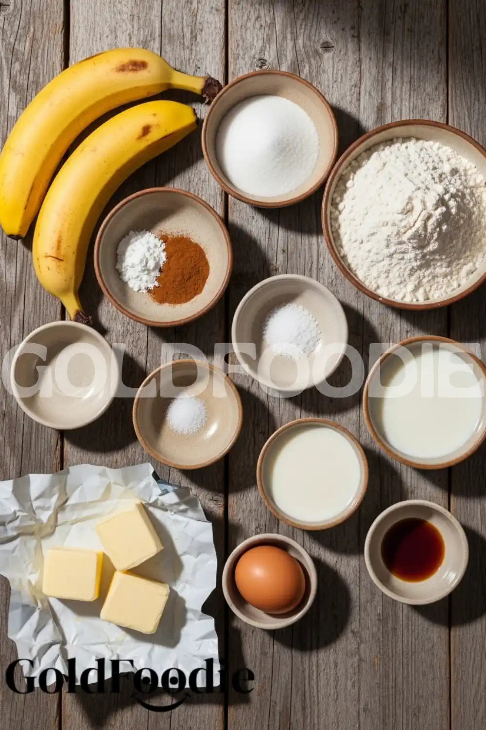 Banana Bread Scone Ingredients Flatlay