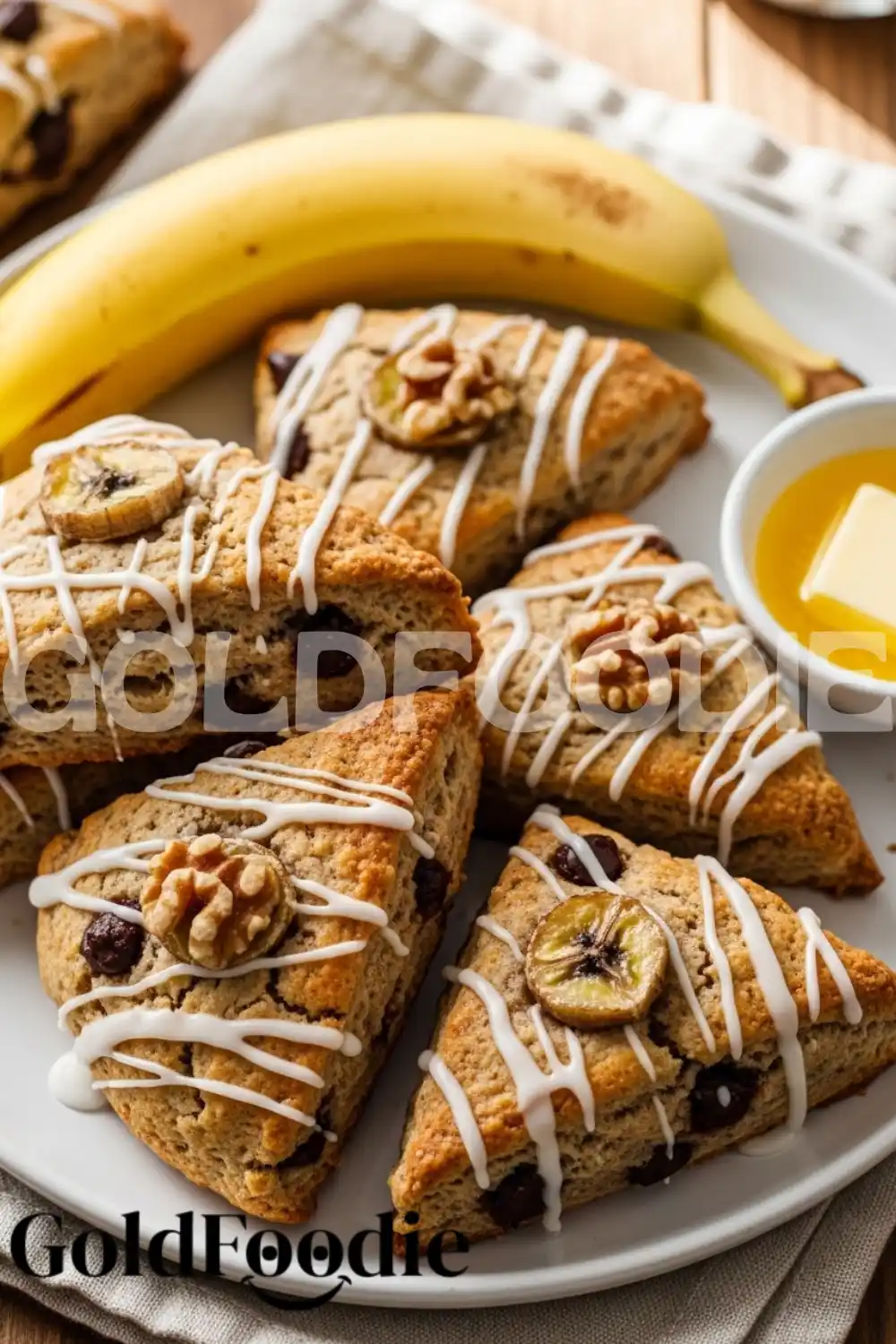 Banana Bread Scones with Dried Banana Topping