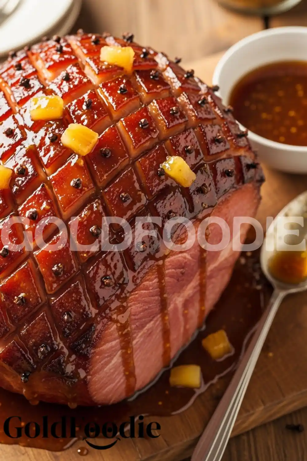 Close Up of Glazed Ham with Pineapple and Cloves Close Up of Glazed Ham with Pineapple and Cloves