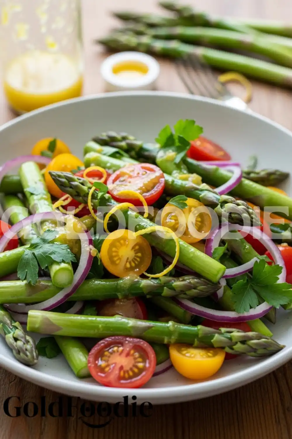 Close-up Asparagus Salad with Lemon Zest Close-up Asparagus Salad with Lemon Zest