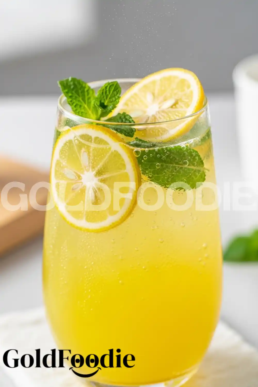 Close-up of Effervescent Yuzu Collagen Drink Close-up of Effervescent Yuzu Collagen Drink