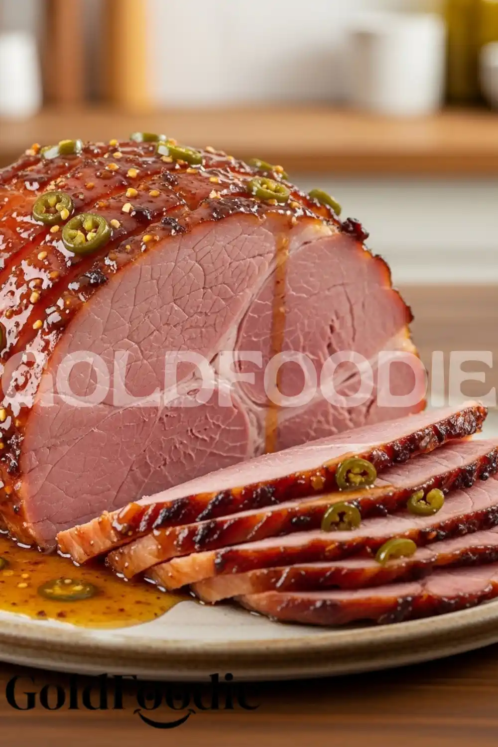 Close-up of Honey Glazed Ham Slices