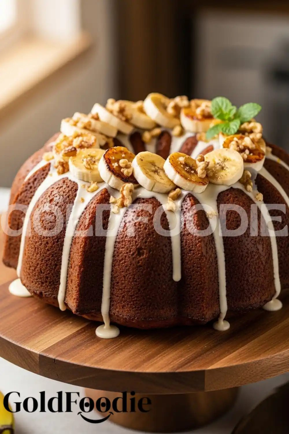 Decorated Protein Banana Bundt Cake with Glaze Decorated Protein Banana Bundt Cake with Glaze