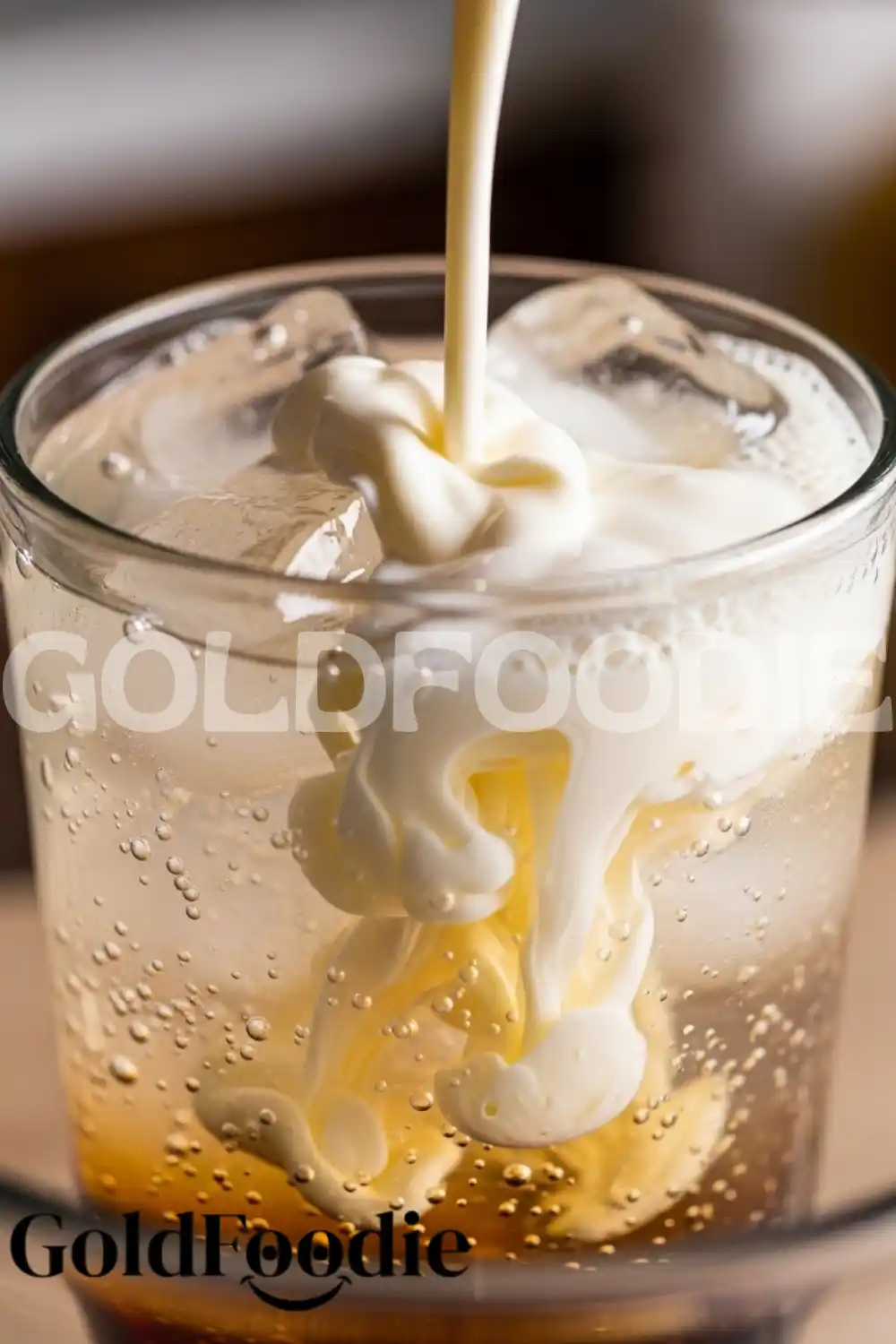 Drizzling Cream into Sparkling Water for Dirty Soda