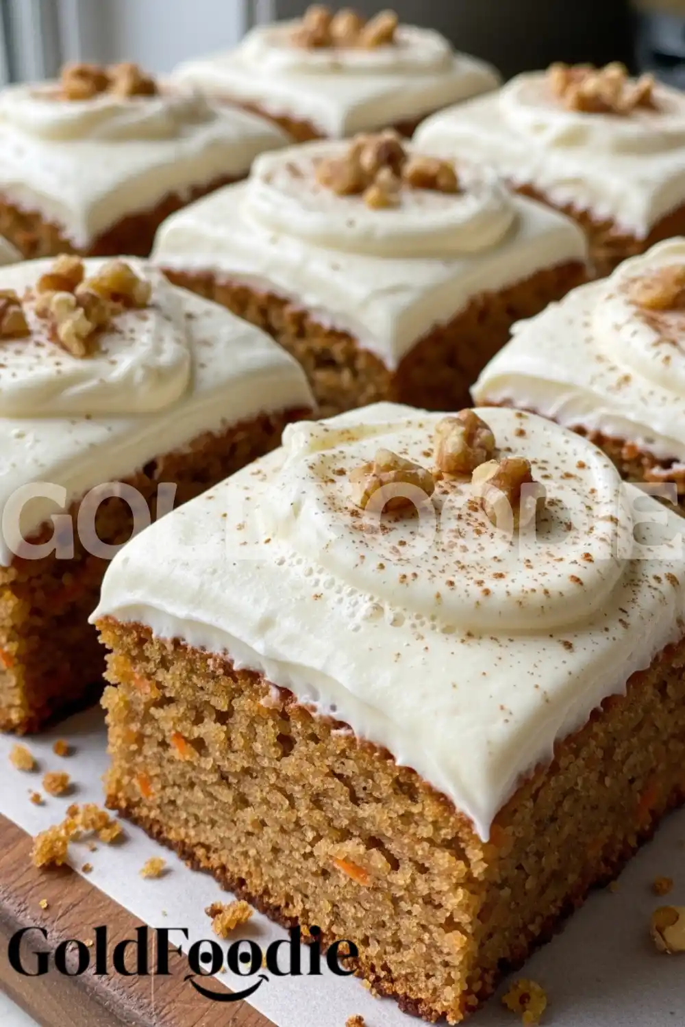 Frosted Carrot Cake Bars with Walnuts and Cinnamon