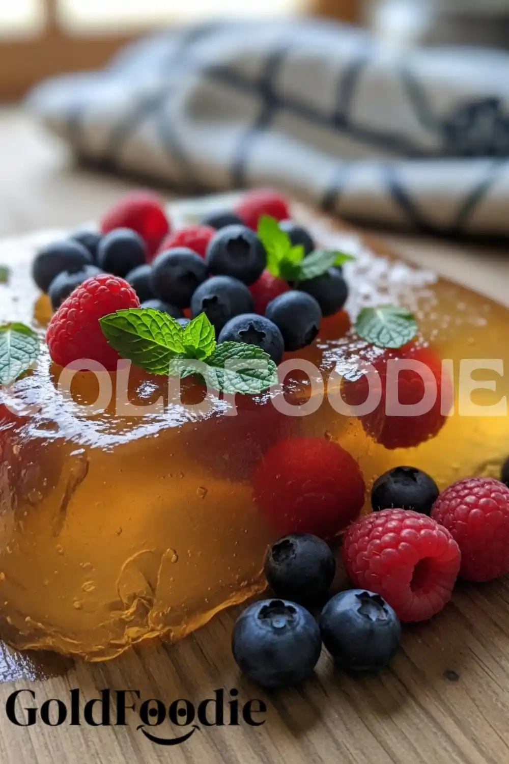 Golden Fruit Gelatin with Blueberries