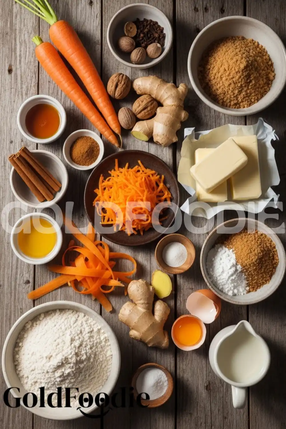 Healthy Carrot Cake Ingredients Flat Lay