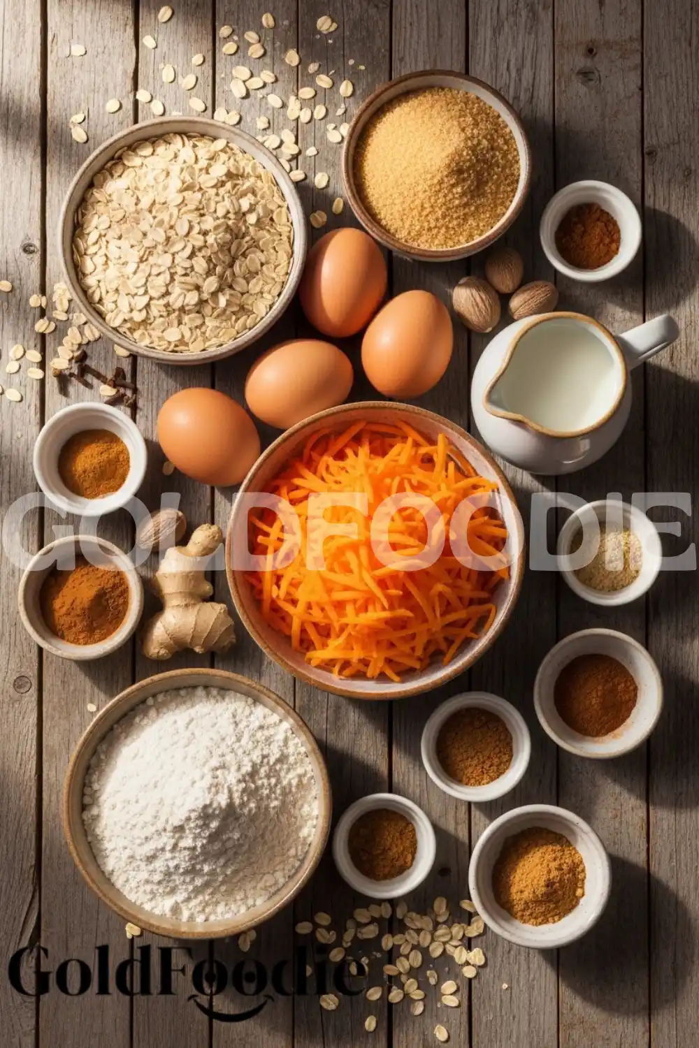 Healthy Carrot Cake Ingredients Flatlay Healthy Carrot Cake Ingredients Flatlay