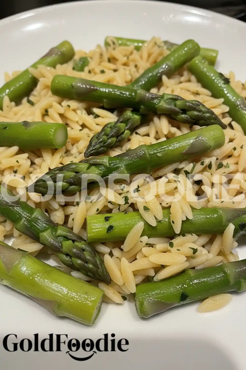Herb Garnished Asparagus Orzo Pasta
